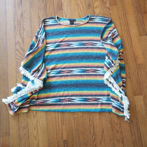 See You Monday Tops - See You Monday Aztec Print Poncho